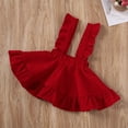 thumbnail image 3 of Toddler Baby Girls Corduroy Suspender Skirt Ruffle Hem Solid Color Sleeveless Strap Overall Dress, 3 of 6