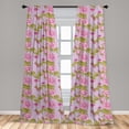thumbnail image 5 of Ambesonne Vintage Asian Curtains, Peony in Japanese Art, Pair of 28"x95", White Avocado Green and Pink, 5 of 5