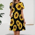 thumbnail image 2 of Sunflower Black Background Women's Dress Short Sleeve Summer Sundress Summer Women Clothes, 2 of 7