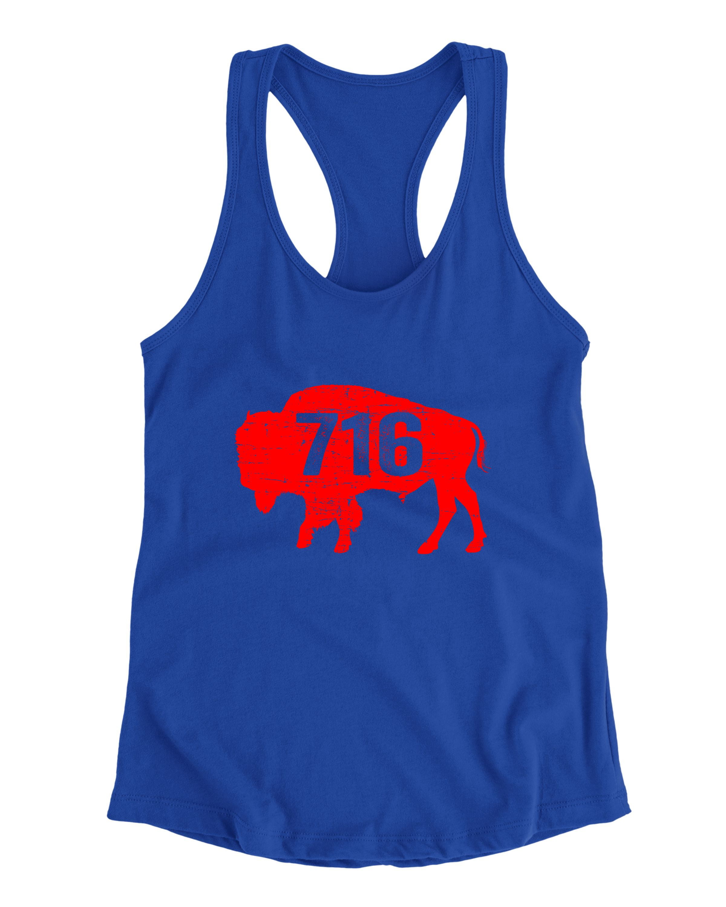 Go All Out 716 Area Code City of Buffalo New York Pride Sleeveless Tank Top T-Shirt Women/Fitted/Mens/Flowy, Women's, Size: Medium, Blue