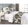 thumbnail image 2 of Tropical Bed Runner Set, Earthy Colored Exotic Pattern with Jungle Life Leaves Grunge Retro Effect, Decorative Bedding Scarf & a Pillow Sham for Hotels Homes, Twin, Dark Taupe White, by Ambesonne, 2 of 3