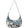 thumbnail image 1 of Corduroy Shoulder Bag with Floral and Hummingbird Illustration Adjustable Strap Compact and Portable Perfect for Spring and Summer Outings, 1 of 5