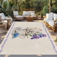 thumbnail image 2 of Spring Easter Outdoor Rug 5x8 Ft - Reversible Patio Rug Outdoor Camping Rugs, Retro Rabbit Cup Botanical Purple Leaves Washable Indoor Outdoor Area Rugs, Non-Slip Outdoor Carpet Runner for Deck/Porch, 2 of 8
