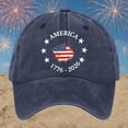thumbnail image 1 of Unisex Independence Day Print Soft Crown Duck Tongue Cap Sunshade Outdoor Sun Protection Hat Navy, 1 of 3