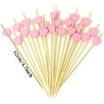 thumbnail image 2 of 100PCS 4.7" Handmade Cocktail Picks Appetizer Bamboo Toothpicks Sandwich Fruit Toothpicks (Pink), 2 of 6