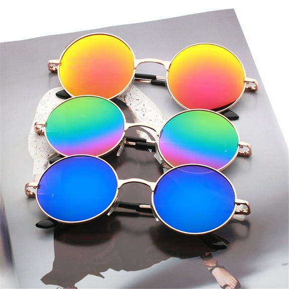 Rulwuck Round Polarized Sunglasses for Men Women Retro Metal Hippie Circle Style Sun Glasses UV Protection 3pack