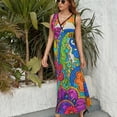 thumbnail image 3 of Vibrant Colorful Psychedelic Floral Art King Size Sleeveless Dress Dresses Summer Women Dresses Clothing Woman Dresses Dress, 3 of 7