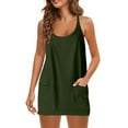 thumbnail image 3 of Besolor Womens Summer Tennis Dress Rompers Workout Mini Dress with Shorts Sleeveless Spaghetti Straps Jumpsuit Pockets, 3 of 8