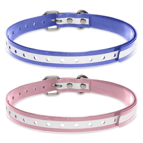 PetJoy Adjustable Dog Collar ，Waterproof TPU Collar Strap，Shock Collar Replacement Strap for Most of Training Collar，Dog Collar for Small Medium Large Dogs,Pink Blue