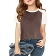 thumbnail image 2 of Girls Shirts Girls Color Block Short Sleeve T Shirts Casual Crewneck Summer Cute Tee Tops Blouses Shirts for Girls, 2 of 5