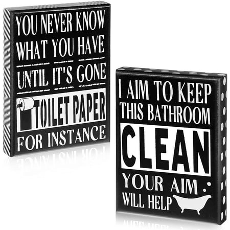 2 Pieces Bathroom Wooden Box Sign Funny Farmhouse Bathroom Signs, You Never Know What You Have 2 Pieces Bathroom Wooden Box Sign Funny Farmhouse Bathroom Signs, You Never Know What You Have