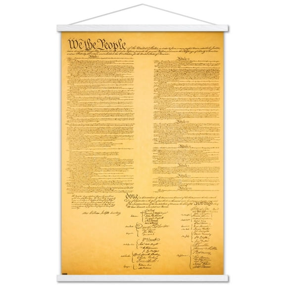 The Constitution Wall Poster with Wooden Magnetic Frame, 22.375" x 34"