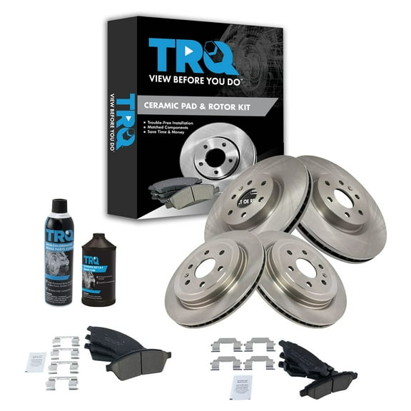 TRQ Front & Rear Premium Posi Ceramic Disc Brake Pad & Rotor w/Chemicals BKA15741