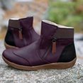thumbnail image 2 of BJUTIR Womens Snow Boots Vintage Splicing Round Toe Plus Velvet Zip Up Short Naked Boots Shoes, 2 of 4