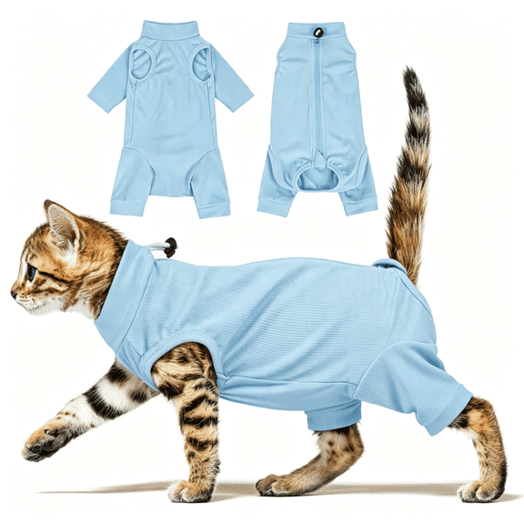 DUPAI Cat Recovery Suit with Hind Legs,Breathable Onesie After Surgery Female for Abdominal Wounds Or Skin Diseases,Anti-Licking Full Body Pet Surgical Pajamas,E-Collar Alternative Wear