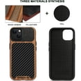 thumbnail image 2 of TENDLIN Compatible avec iPhone 13 Mini Étui Grain de Bois avec Design Texture Fibre de Carbone Étui Hybride en Cuir Compatible, 2 of 5