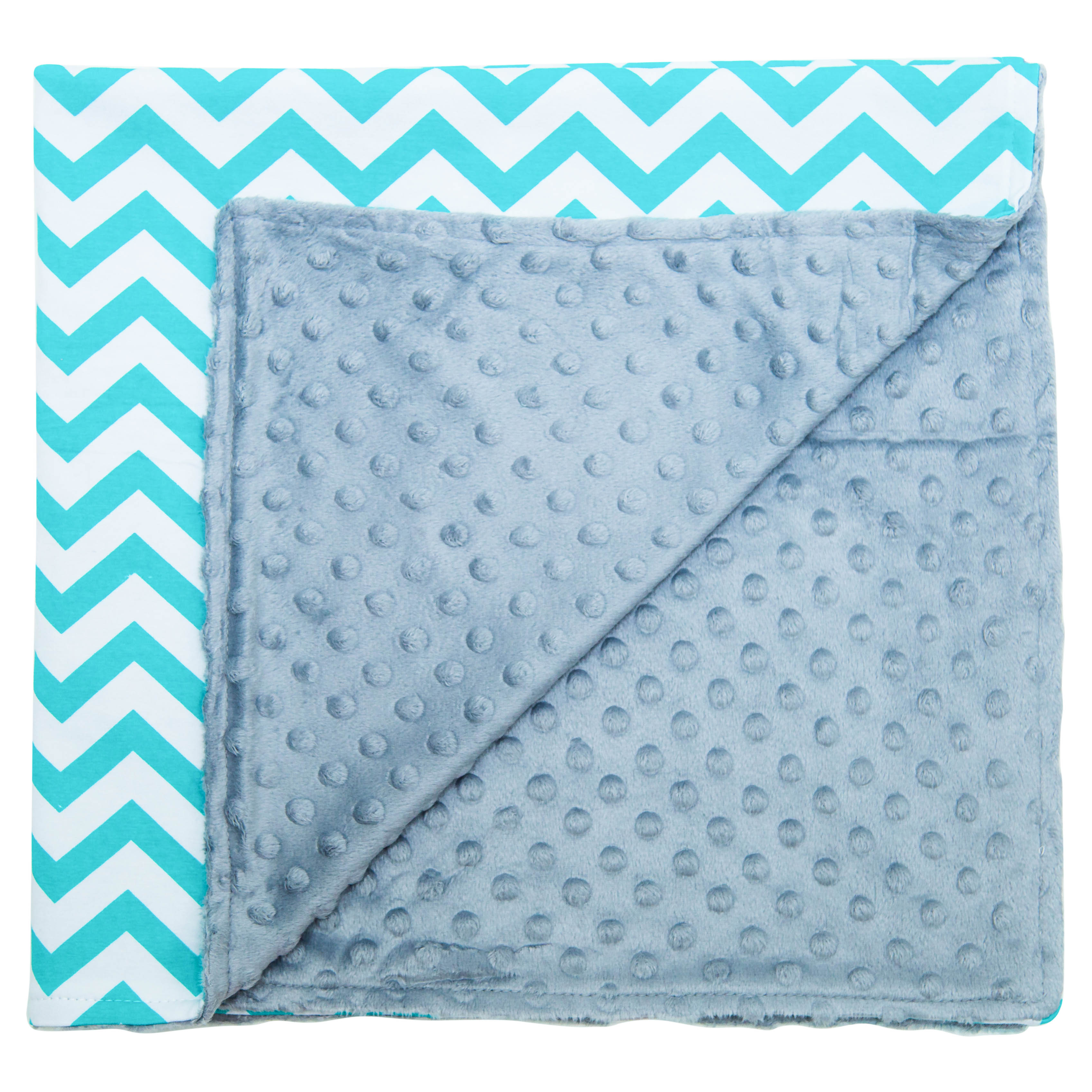 turquoise minky dot baby blanket Grey chevron