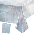 thumbnail image 1 of Glitter Purple Party Table Cloth - 54'' x 108'' - 2 Packs - Disposable Plastic Rectangular Tablecover for Demons/Galaxy/Space/Birthday Themed, 1 of 6