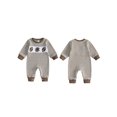 thumbnail image 2 of Cjfdfy Newborn Baby Boy Girl Game Day Fall Outfits Football Embroidery Waffle Striped Long Sleeve Jumpsuit Infant Cute My First Football Season Fall Winter Outfit, 2 of 9
