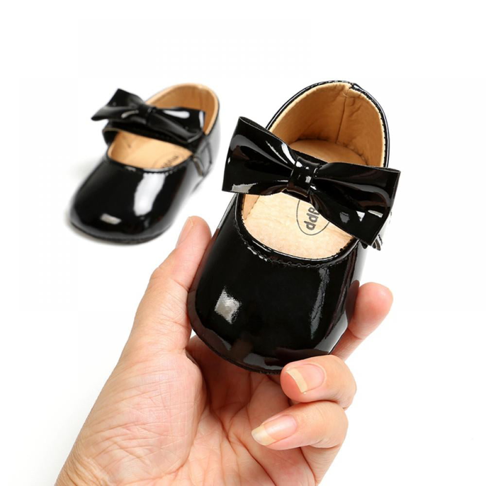 Toddler Kids Baby Girls Patent Leather Cute Bow FirstWalk Hook&Loop Casual Shoes 