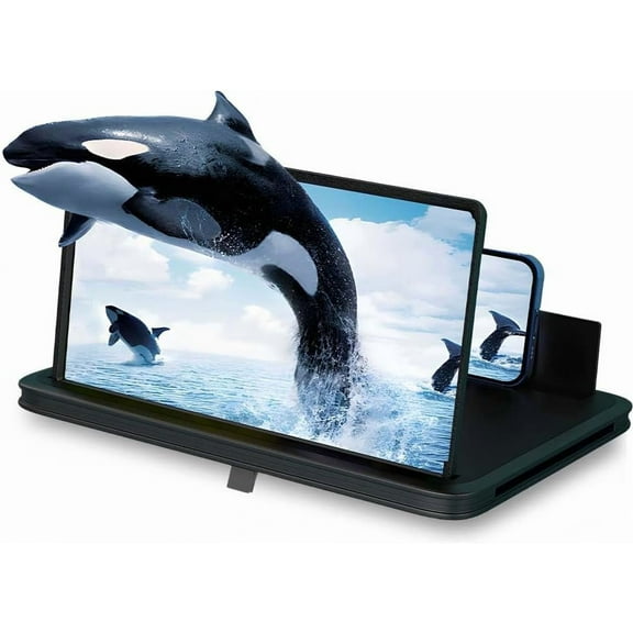 Big Screen Phone Magnifier, 2026 Upgraded HD Screen Expander, Foldable Phone Stand with Movie Screen Amplifier for Travel, Portable 3D Magnifying Screen for Elderly (Black, 14 in)