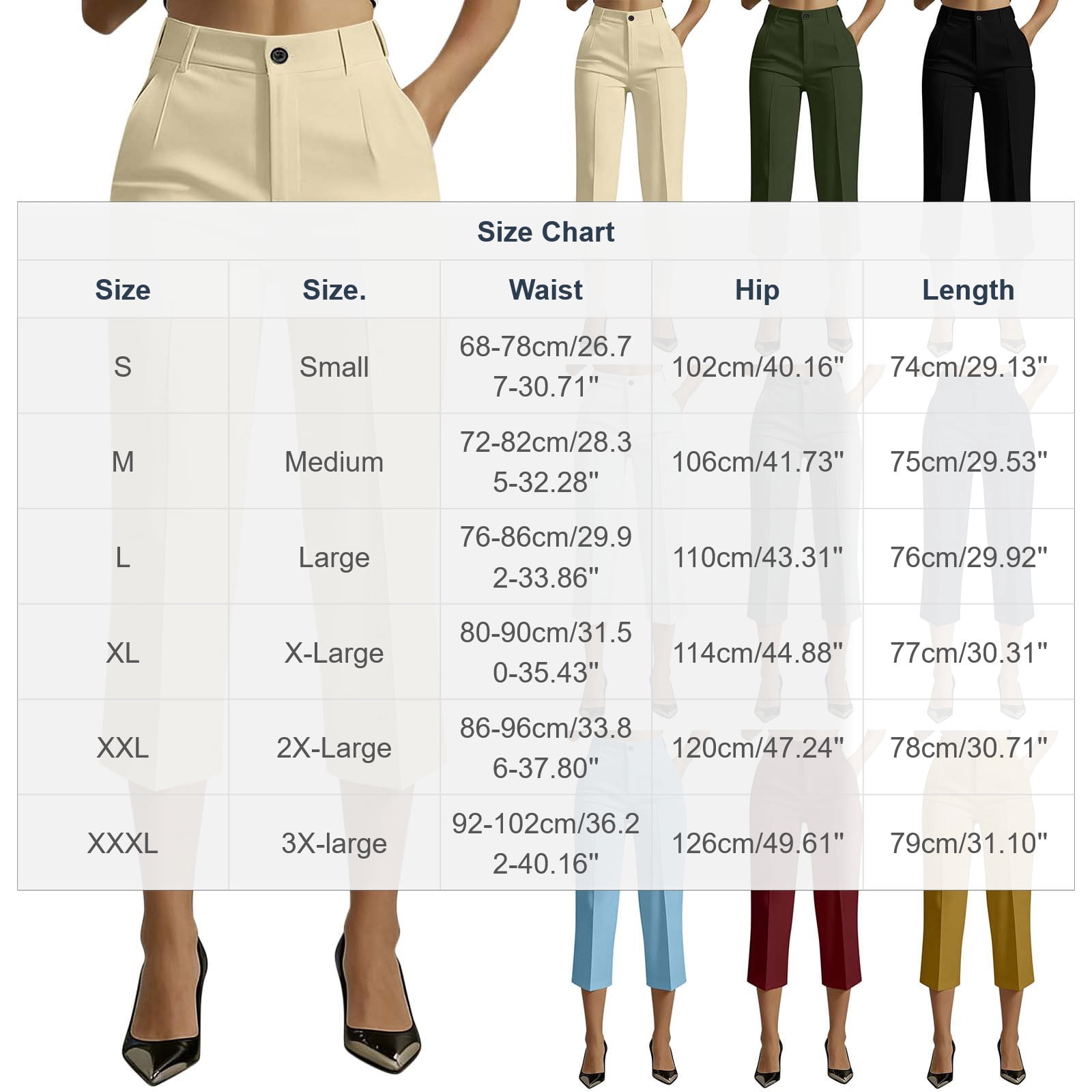 Women's Straight Leg Summer Suit Capri Pants, Dressy High Waisted Versatile Business Casual Trousers with Pockets