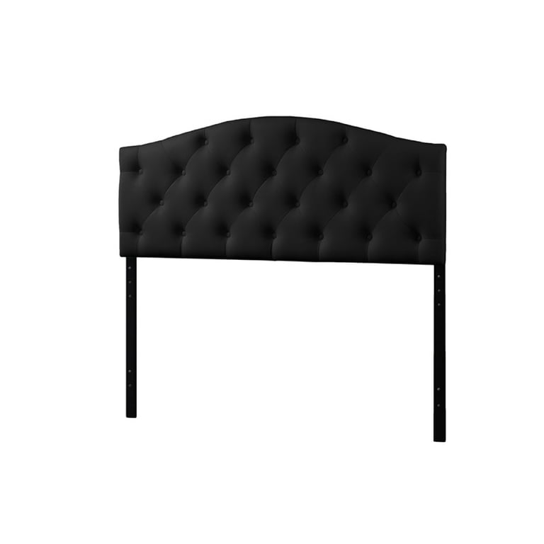 Baxton Studio Myra Modern and Contemporary Queen Size Black Faux Leather Upholstered Button-tufted Scalloped Headboard Baxton Studio Myra Modern and Contemporary Queen Size Black Faux Leather Upholstered Button-tufted Scalloped Headboard