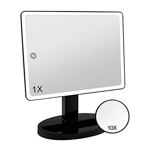 Large Lighted Vanity Makeup Mirror X Model 3 Color Lighting Modes Light Up With 88 Led 360 Rotation Touch Screen And 10x Magnification Tabletop Cosmetic Make Bla Com Large Lighted Vanity Makeup Mirror X, Tabletop Light Up Mirror