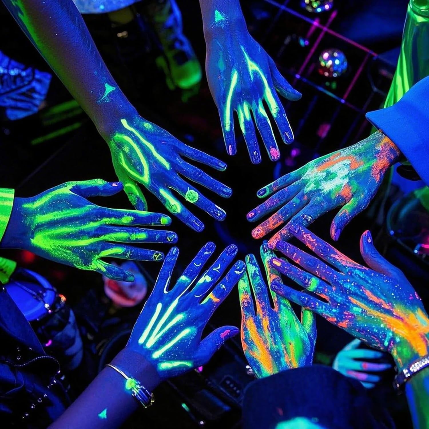 GOODTAKE Acrylic Glow in The Dark Paint, 12 Bright Colours Liquid Fluorescent Paints, Neon Paints Glow in Dark for Painting, Halloween Decoration, DIY Crafts, Black Light Paint 25 ml Each with Brushe