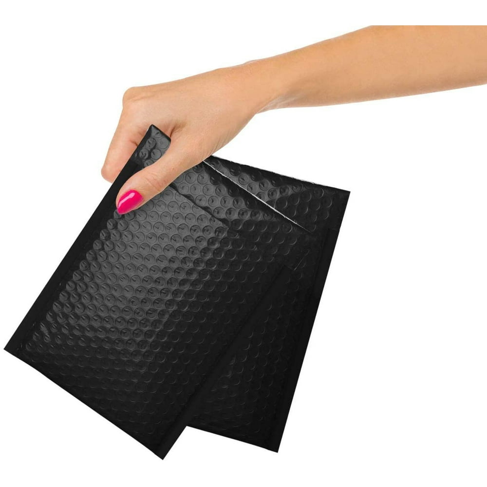 Pack of 25 Black Metallic Bubble Mailers 4x7. Black Padded Envelopes 4