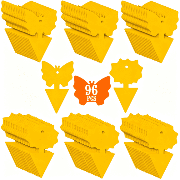 ACDANC 96Pcs Fruit Fly Sticky Traps,Gnat Traps Insect Trap for Plants Kitchen Indoor and Outdoor,Effective Yellow Sticky Traps for Plant Gnats