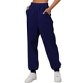 thumbnail image 1 of Innerwin Jogger Pants With Pockets Women Trousers Sports Solid Color Lounge Sweatpants Navy Blue L, 1 of 2
