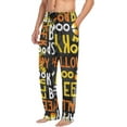 thumbnail image 5 of Men's Pajama Pants with Pockets Sleepwear Lounge Pants Stretch Casual Happy Halloween White Black Yellow Orange Letters, 5 of 7