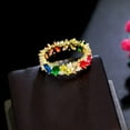 thumbnail image 2 of Colorful Oval Cubic Zircon CZ Yellow Gold Plated Rainbow Ring Costume Jewellery, 2 of 9