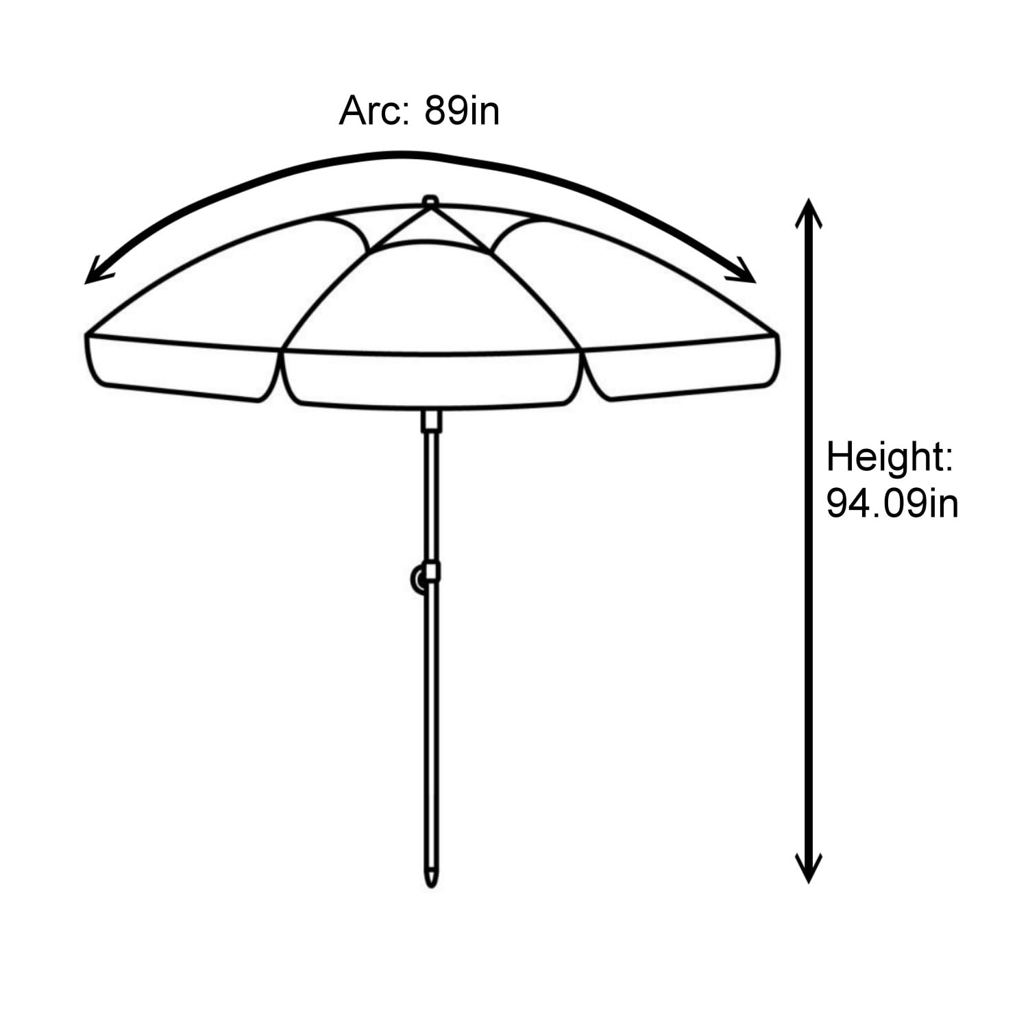Mainstays 7.5' Beach Umbrella with Tilt, Sand Anchor, Blue Wave Print, UV 50+ Sun Protection, 94"