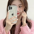 thumbnail image 2 of Compatible iPhone 11 Pro Max Case, Curly Wave Edge, Cute Transparent Bling Glitter Star Design, Soft TPU Shockproof Protective Case for Women and Girls (Clear), 2 of 11