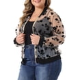 thumbnail image 4 of Agnes Orinda Women's Plus Size Sheer Jackets Long Sleeve Floral Lace Bomber Jacket 1X Apricot, 4 of 6