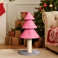 thumbnail image 2 of Tcbosik Pink Christmas Tree Cat Scratcher, 31.5-Inch Cat Scratching Post with Sisal Rope & Soft Gray Fleece Base, Festive Pet Toy for Holiday Decor, 2 of 6