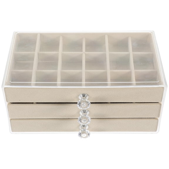 Mobestech Beige Pet Velvet Jewelry Organizer for Home Use, 37 Compartments, Minimalist Design