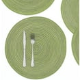 thumbnail image 7 of Round Braided Placemats Set of 4 Cotton Fabric Round Table Mats Non Slip Washable 15 inch Round Place Mats (Green, 4), 7 of 7