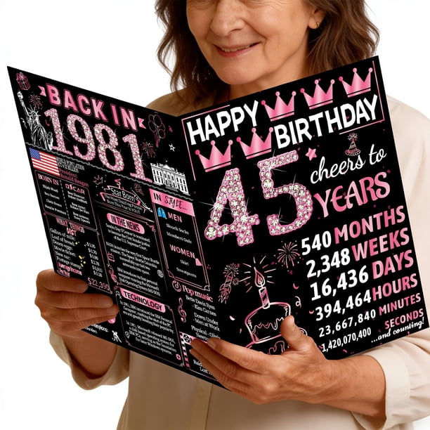 Tarjeta de cumpleaños Joycard 45.º Jumbo 20 x 25 cm con sobre