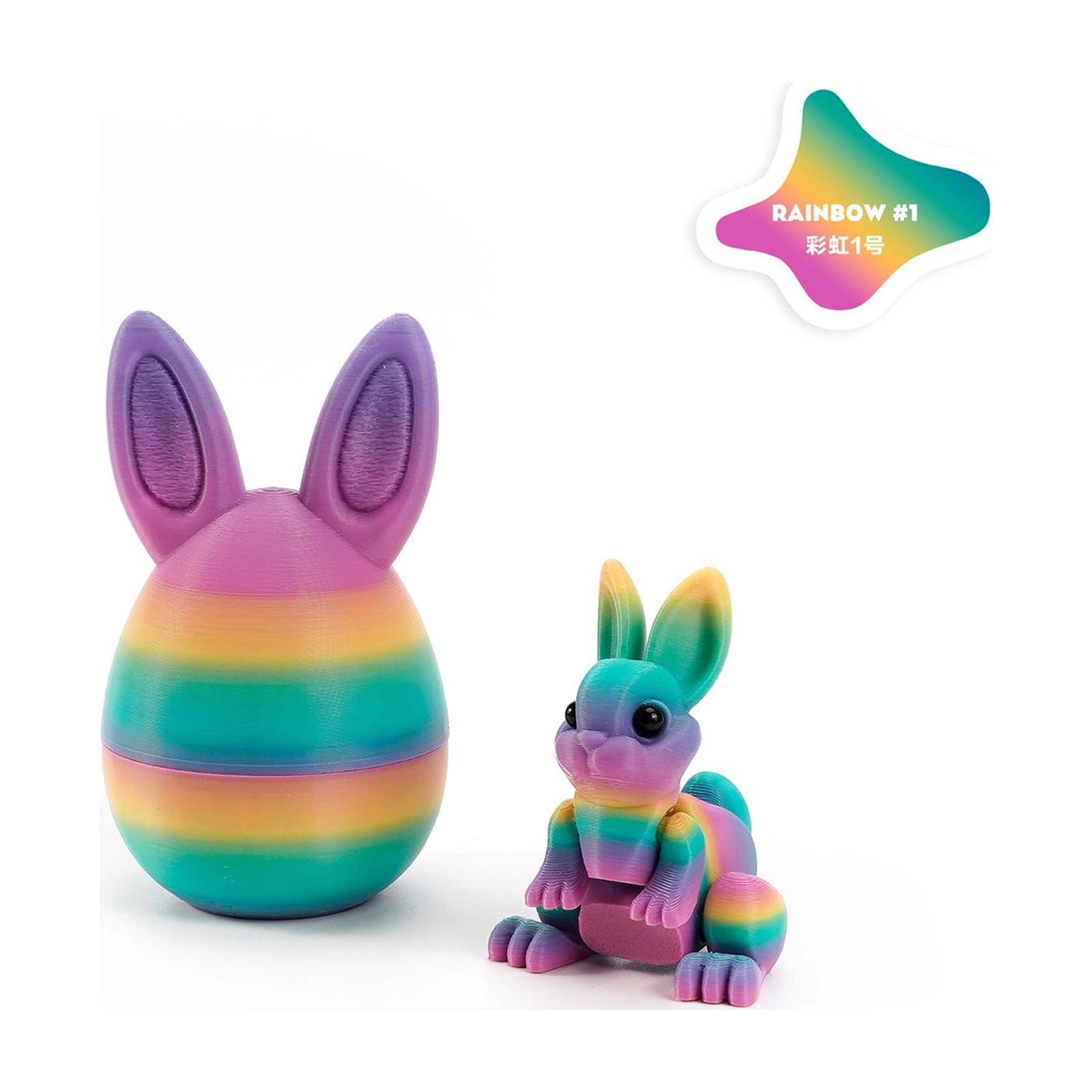 6Pcs 3.27Inch 3D Printed Easter Eggs Basket Stuffers, Mystery Egg Includes Bunny, for Easter Gifts Home Executive Desk Decorations