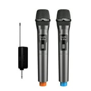 Wireless Microphones, Dual Handheld Dynamic Microphones 262 FT Range with Rechargeable Receiver, Auto Connect,All Metal Design for Karaoke,Wedding,Party,Amplifier