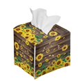 thumbnail image 6 of ZUXONGSY Sunflower Square Tissue Box Cover Wood PU Leather Tissue Box Cover Stylish Tissue Box Cover Decorative Tissue Box Cover for Bathroom,Car,Bedroom, Hotel, Office, 6 of 7