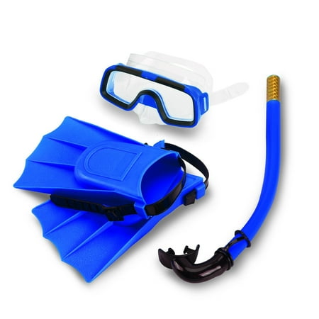 Snorkel Arb Yosoo Children Swimming Diving Silicone Fins +Snorkel Scuba Eyeglasses + Mask Snorkel Silicone Set for 8-12.5 US Foot Size(Blue) ()