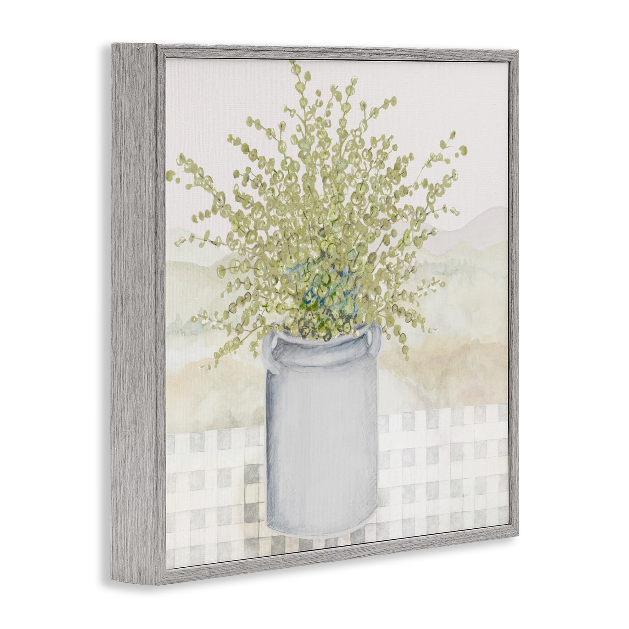 Stupell Industries Potted Farm Herbs Gray Framed Giclee Art, design by Janice Gaynor