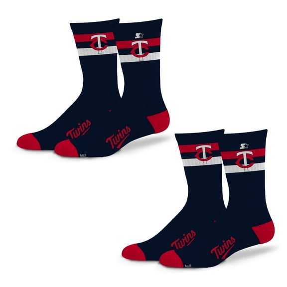 Unisex Starter Minnesota Twins Team Color 2-Stripe 2-Pack Crew Socks Set