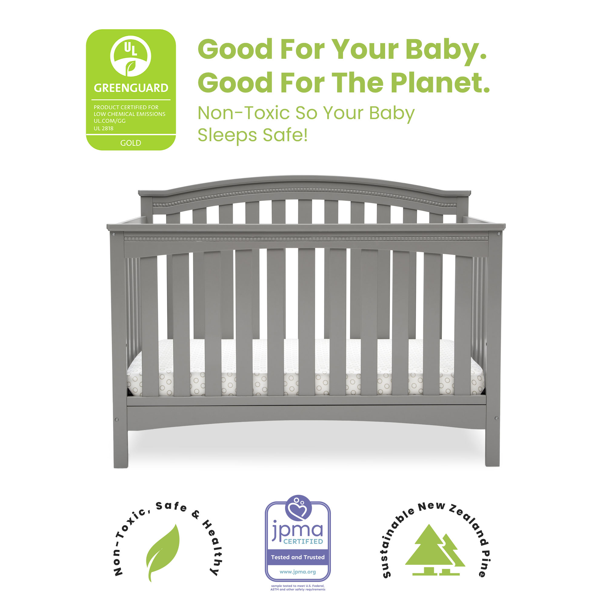 Delta Children Waverly 6-in-1 Convertible Baby Crib, Grey - image 4 of 14