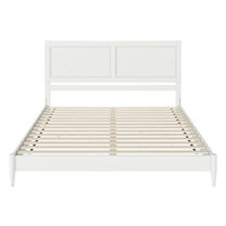 King Size Wood Platform Bed - Low Profile Modern Bed Frame, White Finish