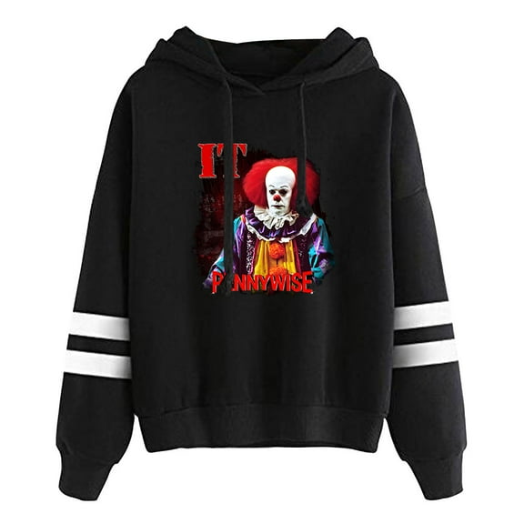 Welcome to Derry Pocketless men's and women's trendy pattern casual long sleeved hooded sweatshirt